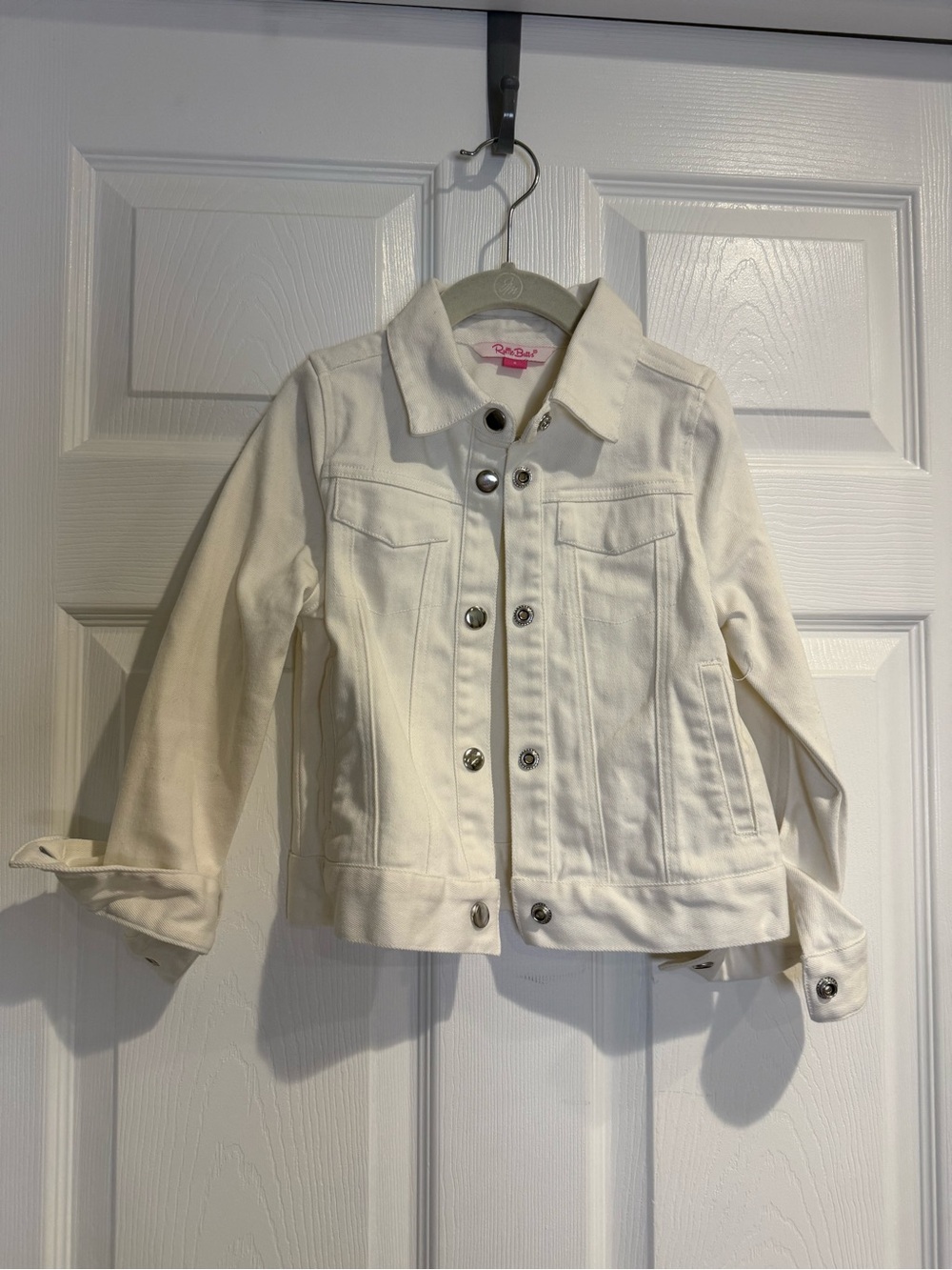 Ruffle Butts White Denim Jacket for Girls